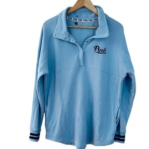 Victoria’s Secret Pink Women’s Winter Fleece Button Front Pullover Blue Sz Large